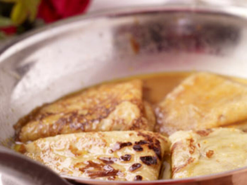 Crêpe Suzette with Strawberries and Ice Cream