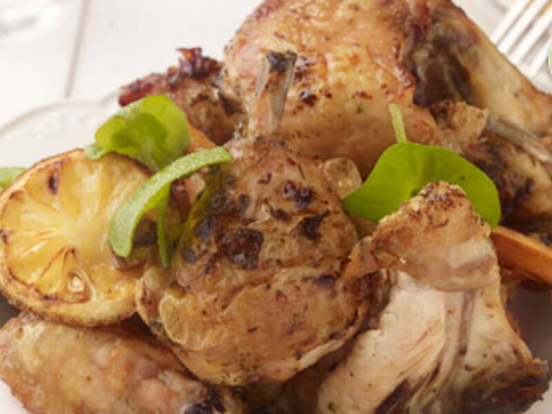 Garlic, Lemon and Herb Roasted Chicken Pieces with Vichy Carrots