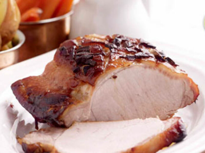 Garlic and Honey Roasted Pork with Honey Glazed Carrots and Potato Wedges