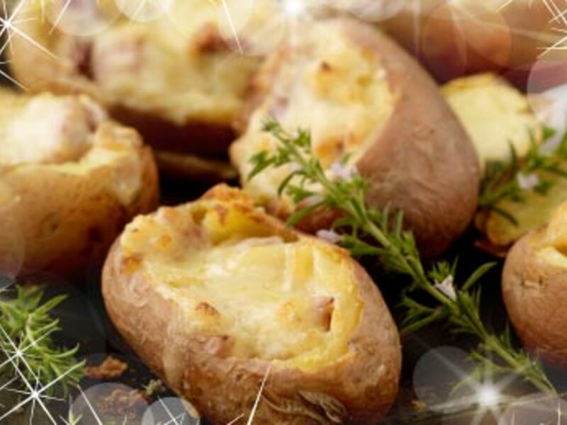 Ham Stuffed Baked Potatoes with Cheese