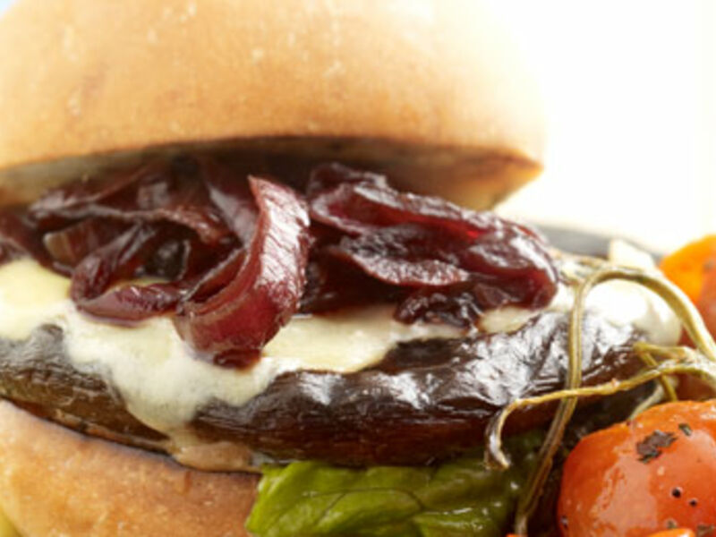 Grilled Portobello Mushroom & Cheese Burger