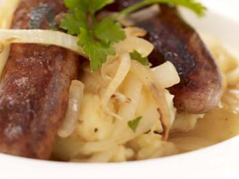 Bangers and Mash with Onion Gravy