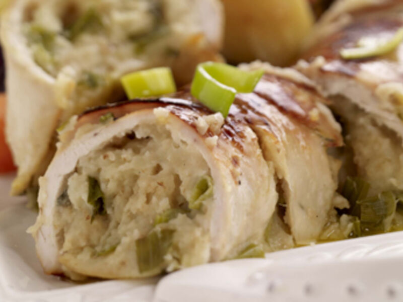 Stuffed Chicken Roulade with Honey Glazed Vegetables