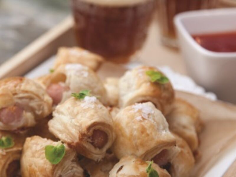 Sausage rolls with whole grain mustard mayo
