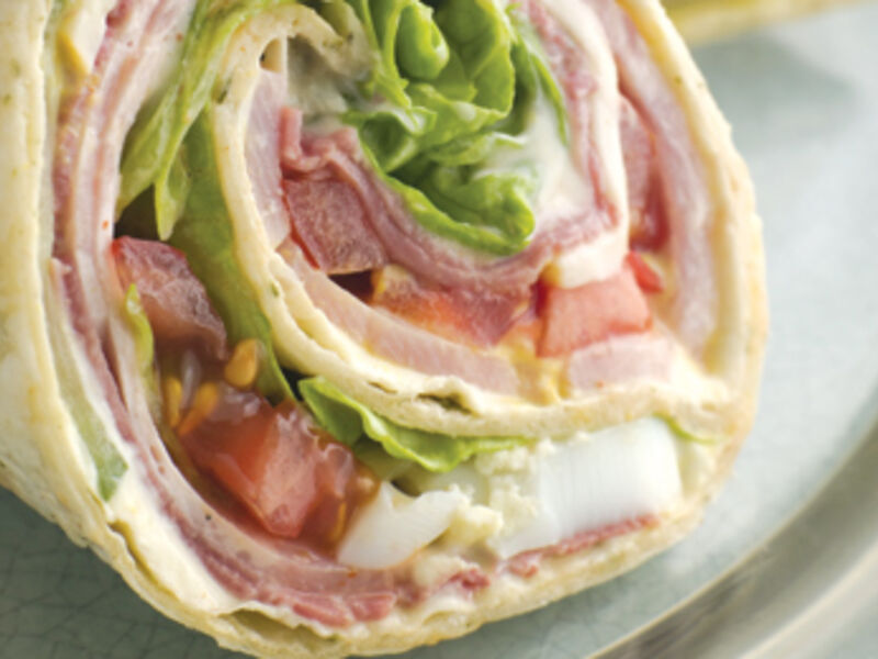 Tortilla Wraps with Ham, Cheese & Tomato