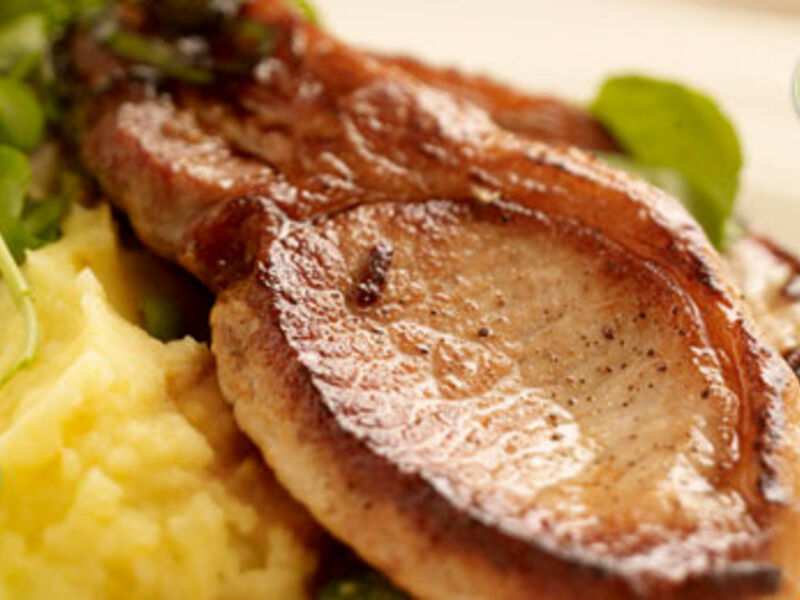 Soy and Honey Glazed Pork Chops, Potato and Sweet Potato Champ