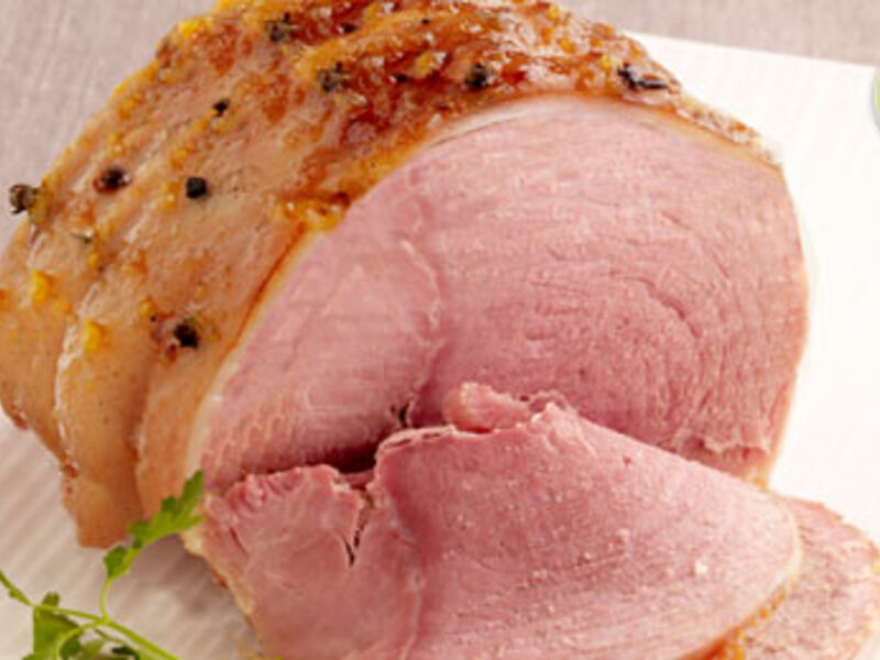 Sugar Baked Ham with Baby Potatoes and Broccoli