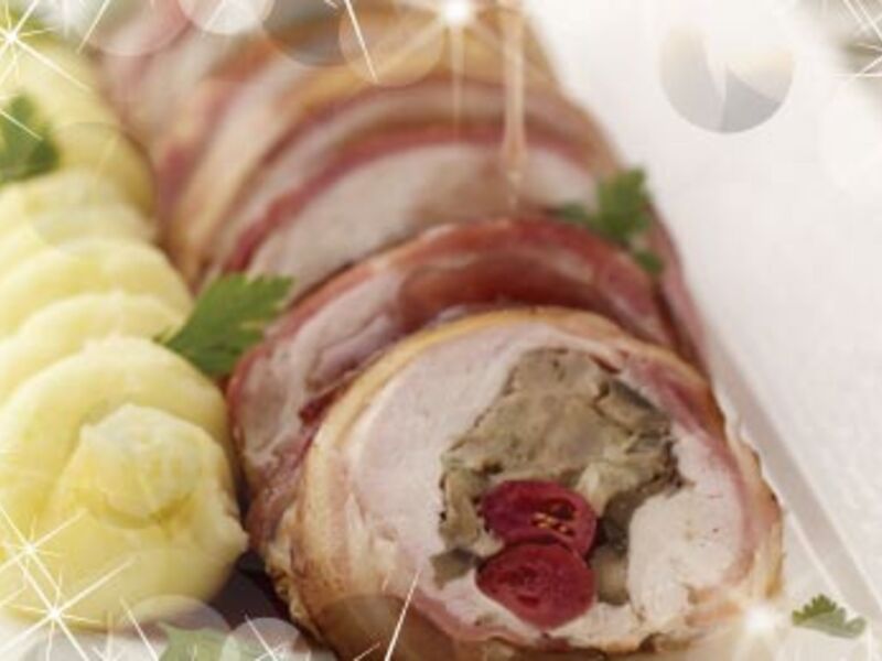 Turkey Escalope with Cranberry & Chestnut Stuffing with Smokey Bacon Wrap